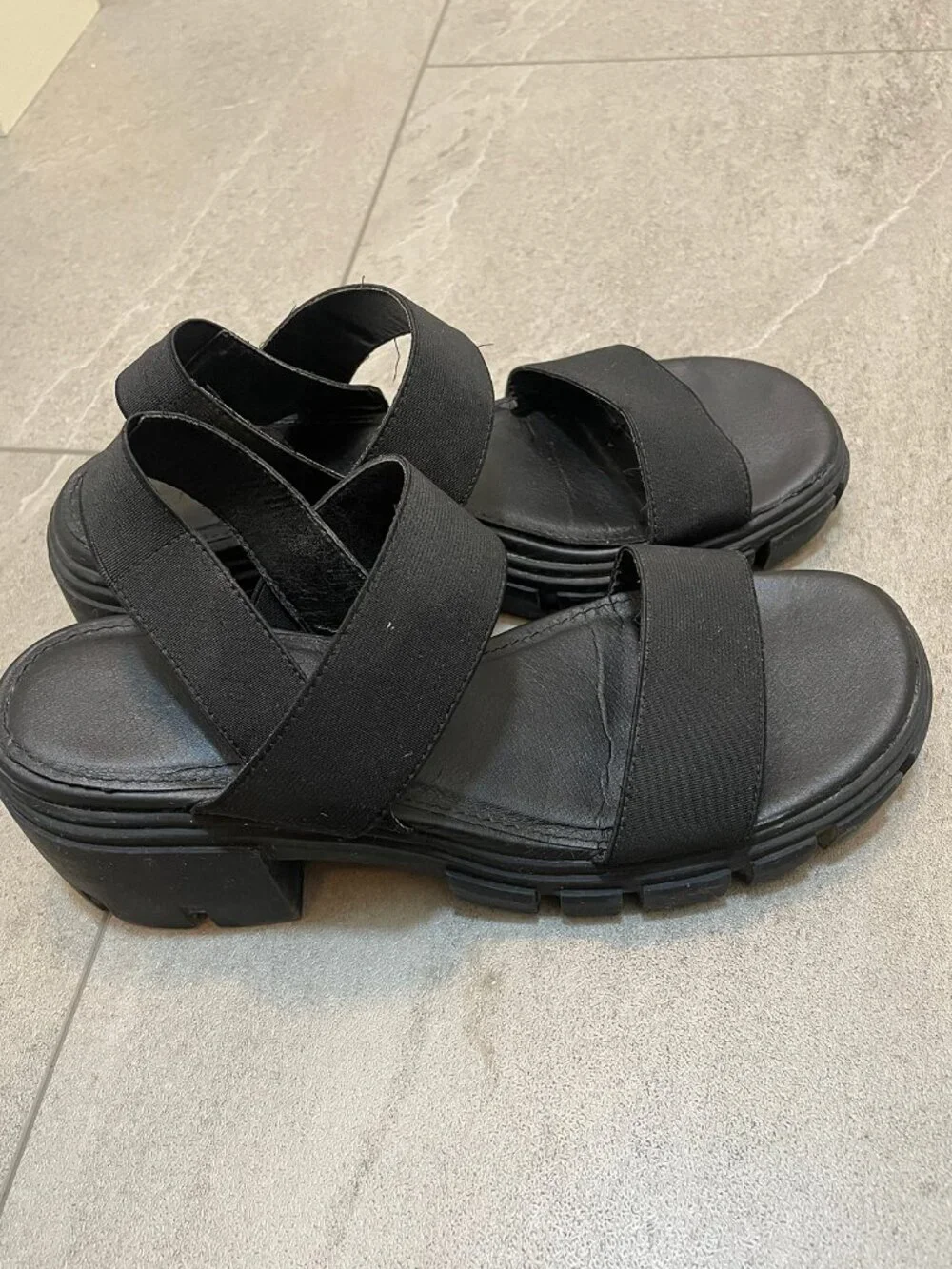 Chunky black sandal platform heels sz 7.5